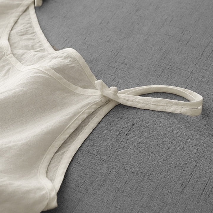 Buddha Stones Summer Plain Adjustable Strap Design Women's Cotton Linen Vest Waistcoat - image 9