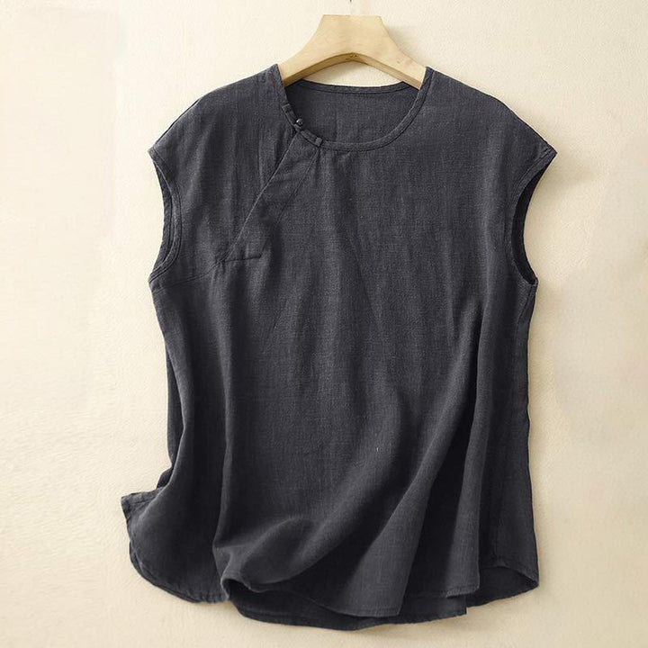 Buddha Stones Spring Patchwork Simple Sleeveless Design Cotton Women's Vest - Black - US8-10，UK/AU12-14，EU40-42 (2XL) - image 7