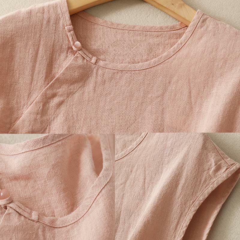 Buddha Stones Spring Patchwork Simple Sleeveless Design Cotton Women's Vest - image 6