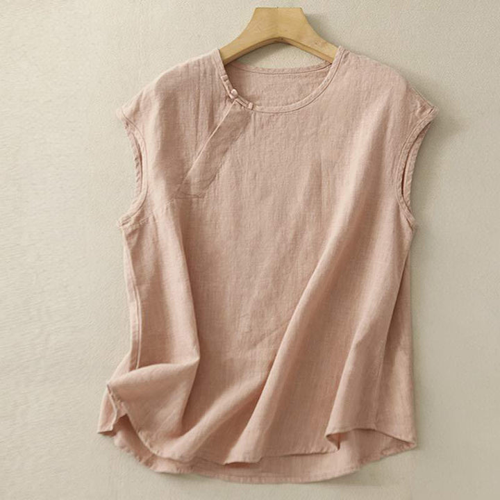 Buddha Stones Spring Patchwork Simple Sleeveless Design Cotton Women's Vest - LightSalmon - US8-10，UK/AU12-14，EU40-42 (2XL) - image 3