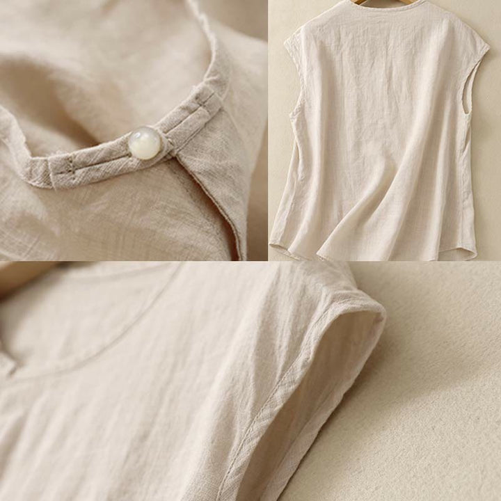 Buddha Stones Spring Patchwork Simple Sleeveless Design Cotton Women's Vest - image 17