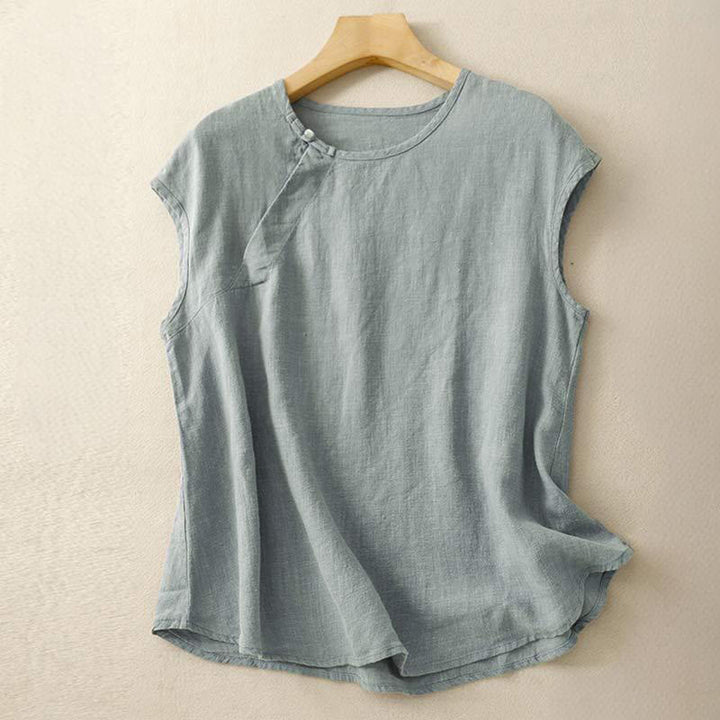 Buddha Stones Spring Patchwork Simple Sleeveless Design Cotton Women's Vest - LightSteelBlue - US8-10，UK/AU12-14，EU40-42 (2XL) - image 0