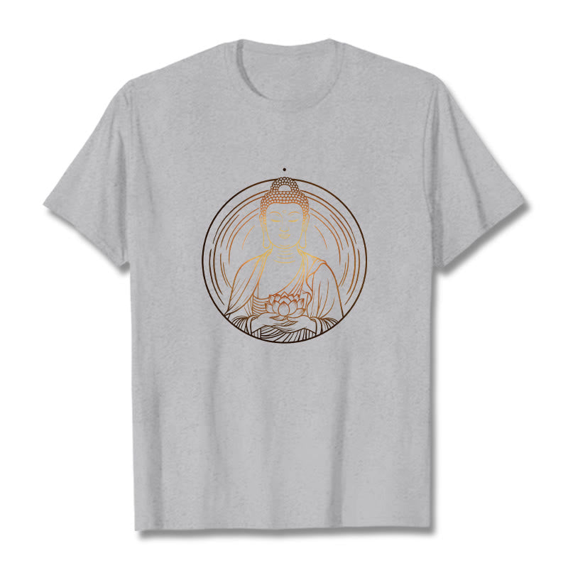 Buddha Stones Golden Buddha Holding A Lotus Flower Tee T-shirt