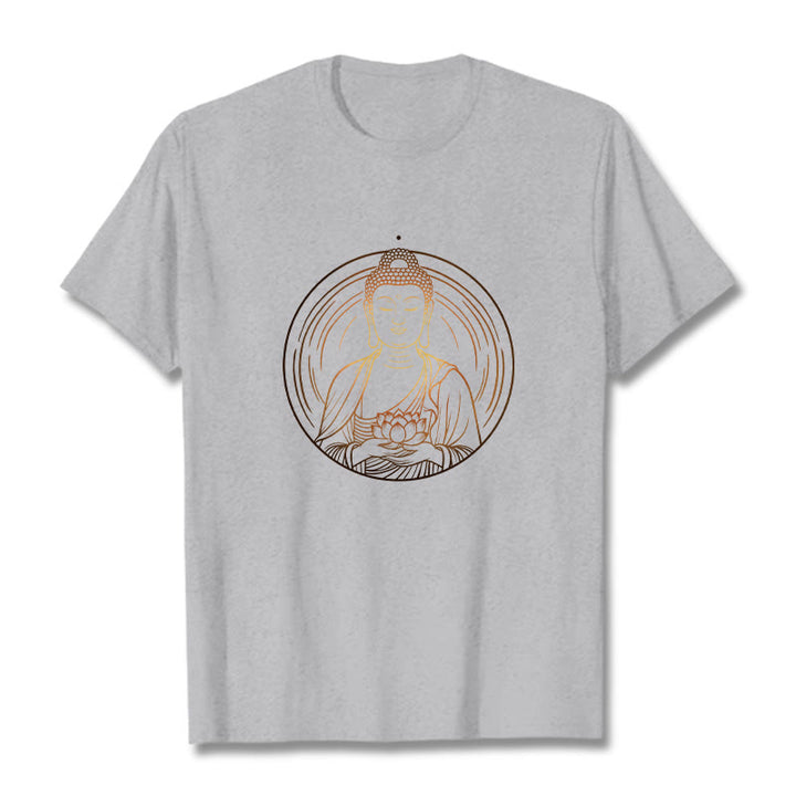 Buddha Stones Golden Buddha Holding A Lotus Flower Tee T-shirt