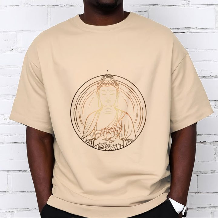 Buddha Stones Golden Buddha Holding A Lotus Flower Tee T-shirt