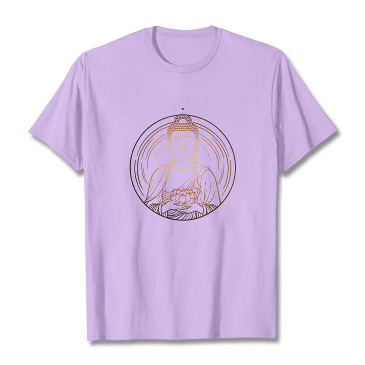 Buddha Stones Golden Buddha Holding A Lotus Flower Tee T-shirt