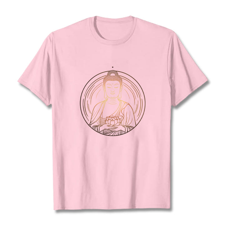 Buddha Stones Golden Buddha Holding A Lotus Flower Tee T-shirt