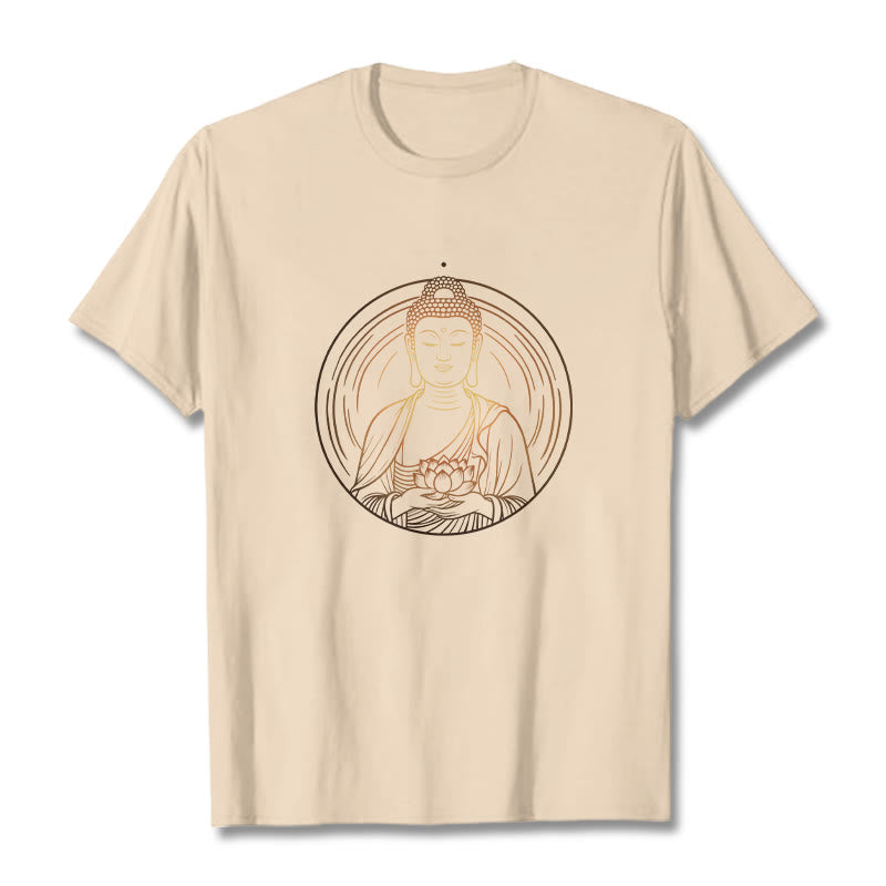 Buddha Stones Golden Buddha Holding A Lotus Flower Tee T-shirt