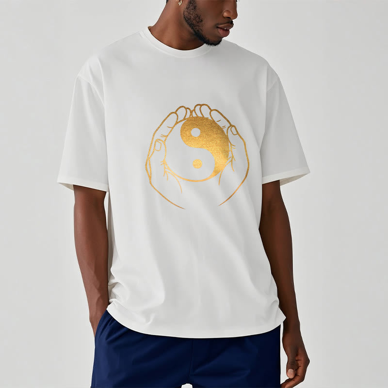 Buddha Stones Hands Holding A Golden Yin Yang Tee T-shirt - image 9
