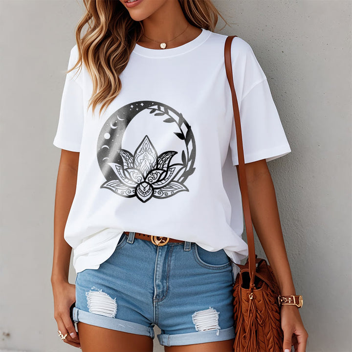 Buddha Stones Lotus Flower Sun Moon Intertwining Vines Tee T-shirt