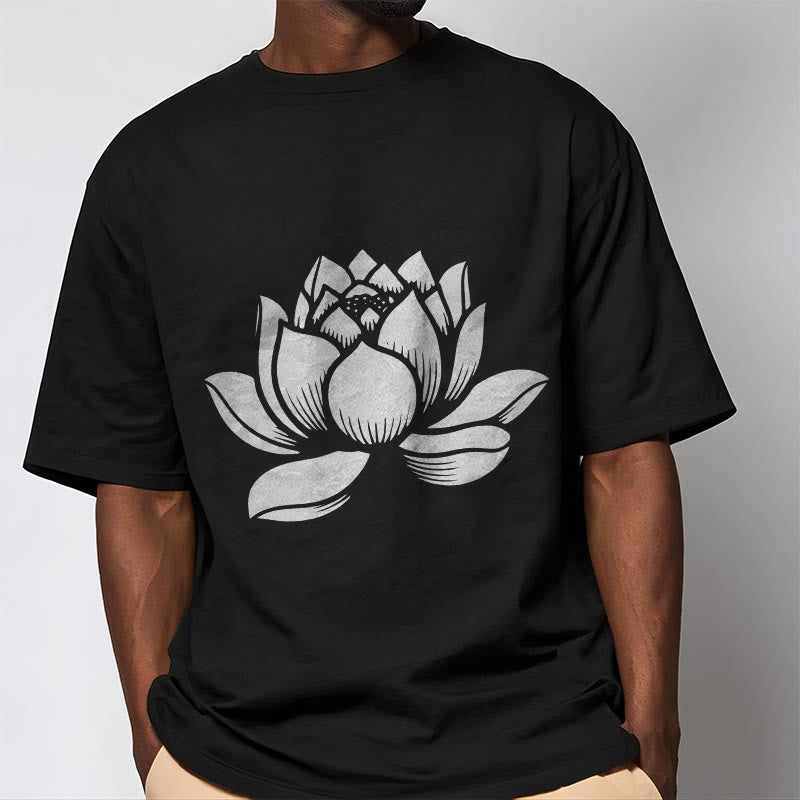 Buddha Stones Lotus Flower Design Tee T-shirt