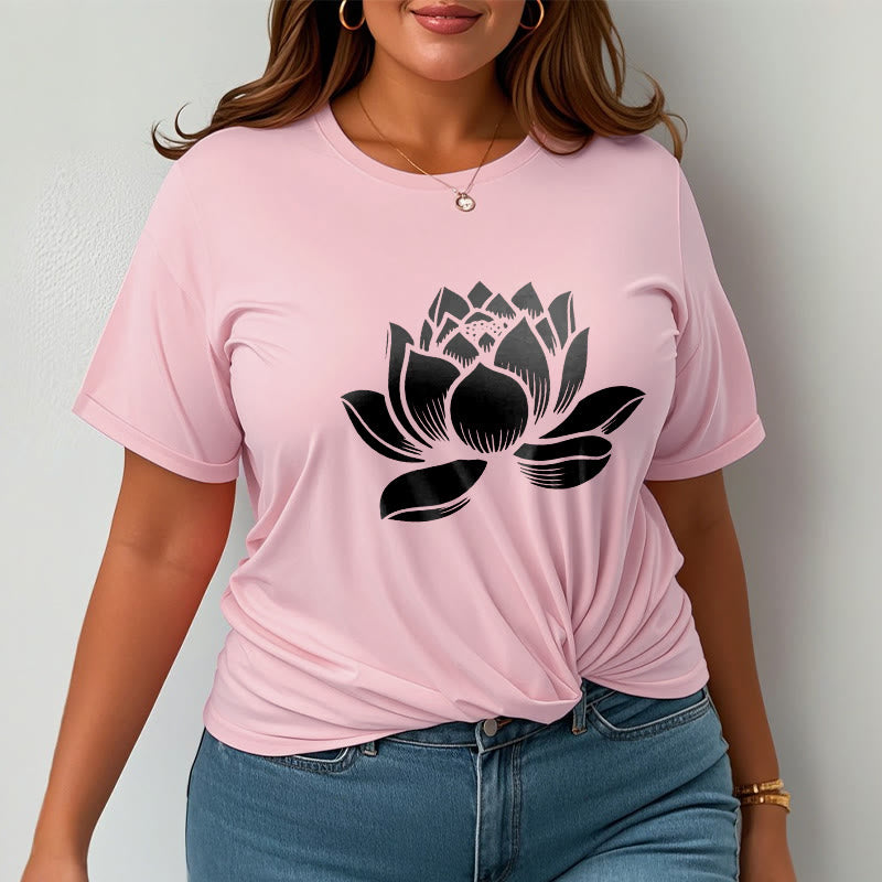 Buddha Stones Lotus Flower Design Tee T-shirt