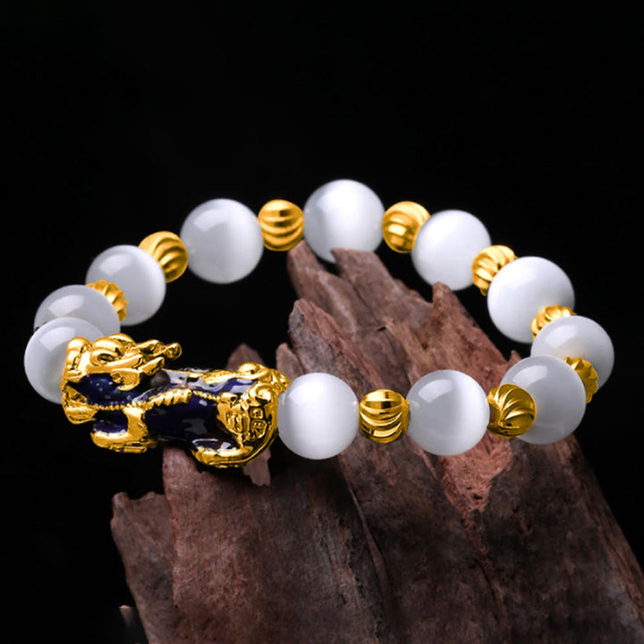 Buddha Stones Cat Eye Color Change PiXiu Support Bracelet