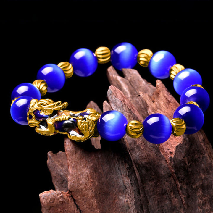 Buddha Stones Cat Eye Color Change PiXiu Support Bracelet