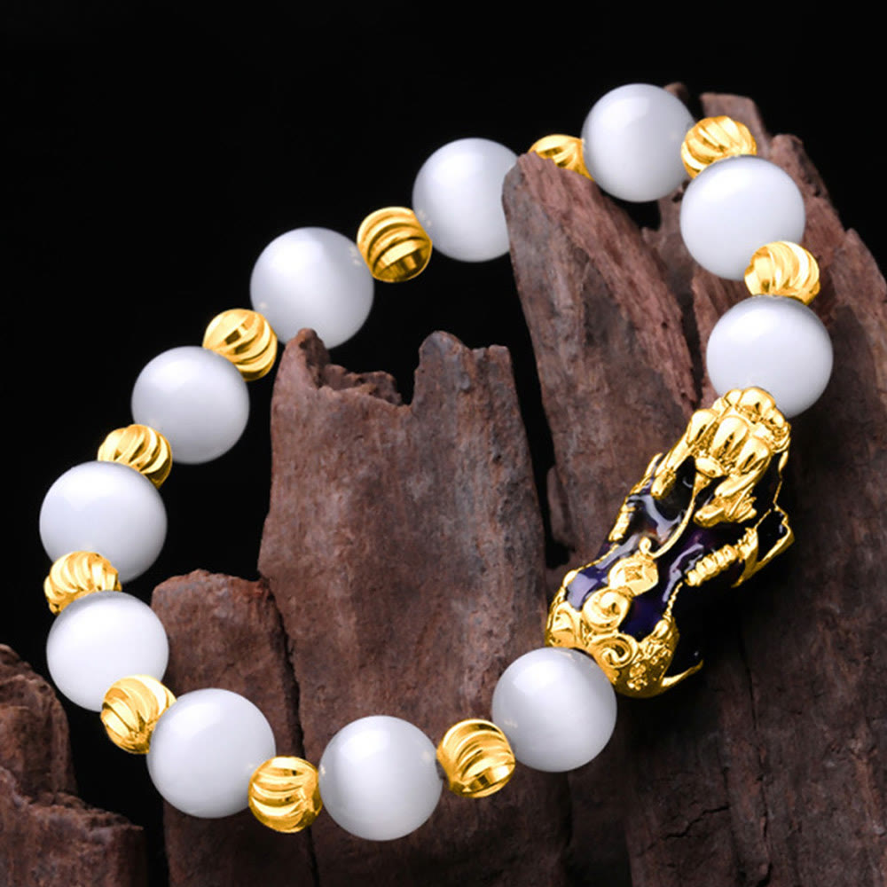 Buddha Stones Cat Eye Color Change PiXiu Support Bracelet