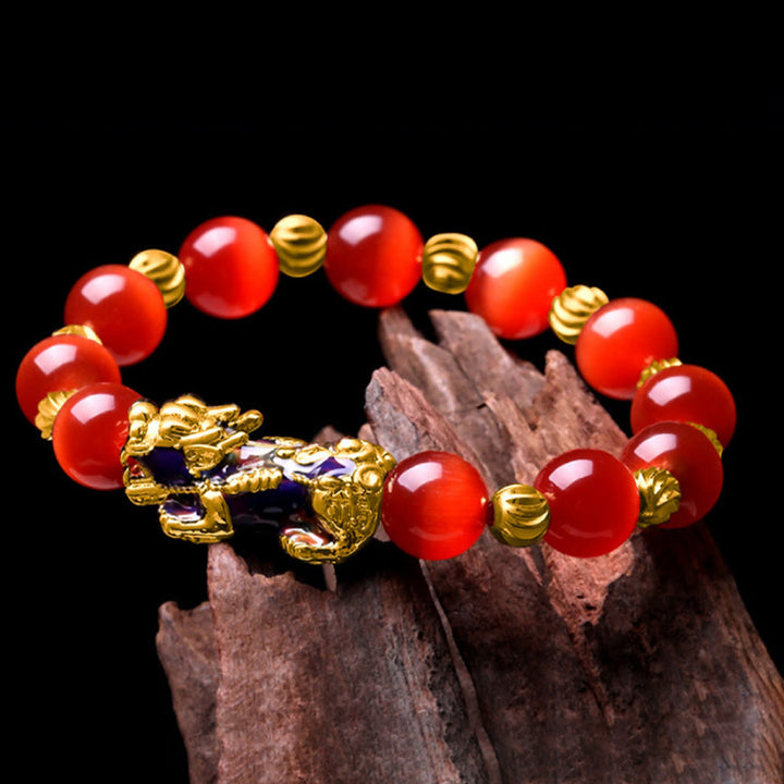 Buddha Stones Cat Eye Color Change PiXiu Support Bracelet