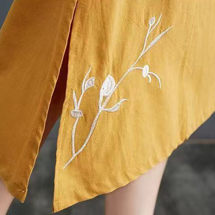 Buddha Stones Summer Printing Phoenix Pattern Short Sleeve Midi Dress - image 14