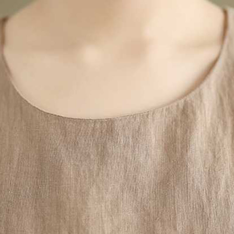 Buddha Stones Spring Plain Irregular Sleeveless Midi Dress With Pockets - image 6