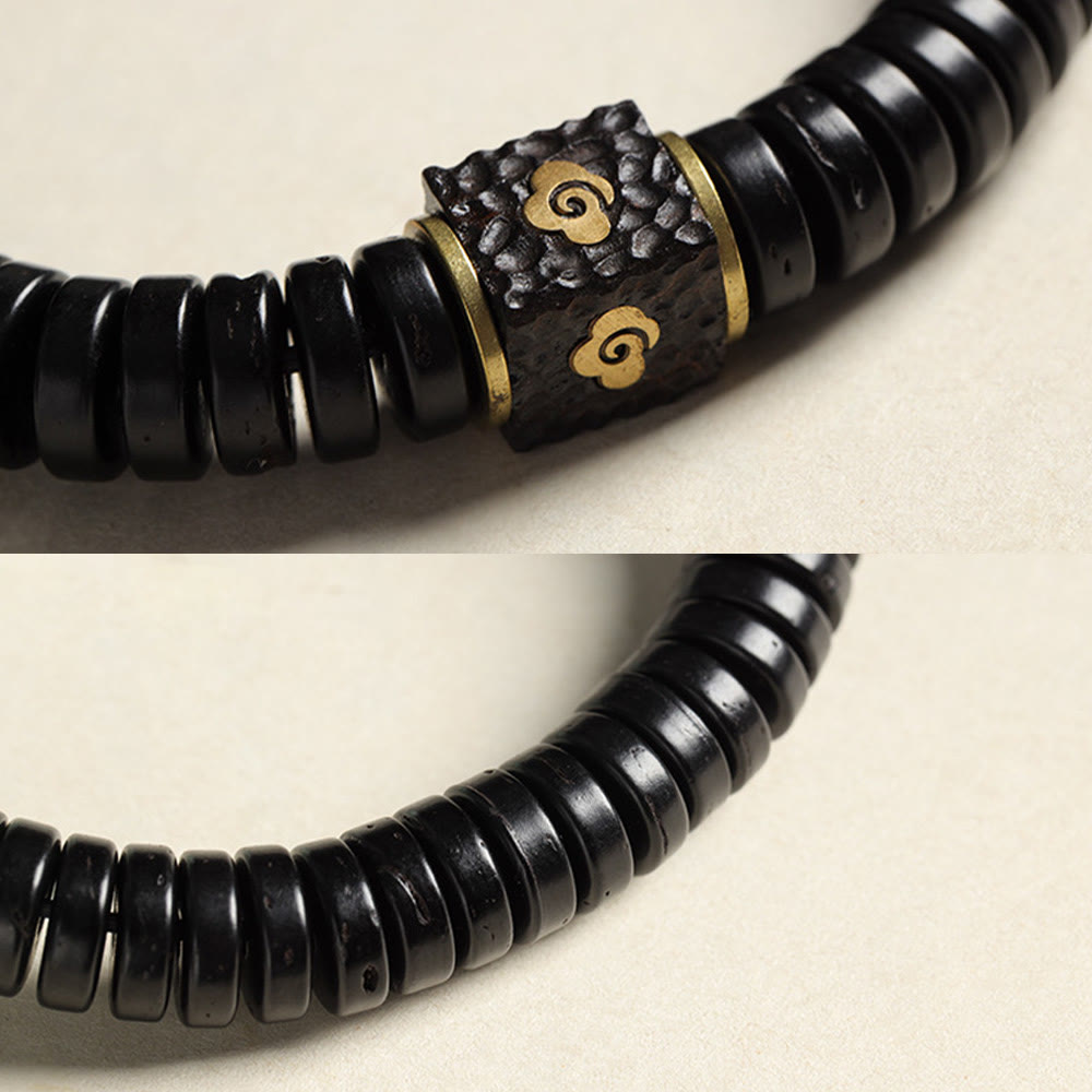 Buddha Stones Tibetan Coconut Shell Auspicious Clouds Positive Bracelet
