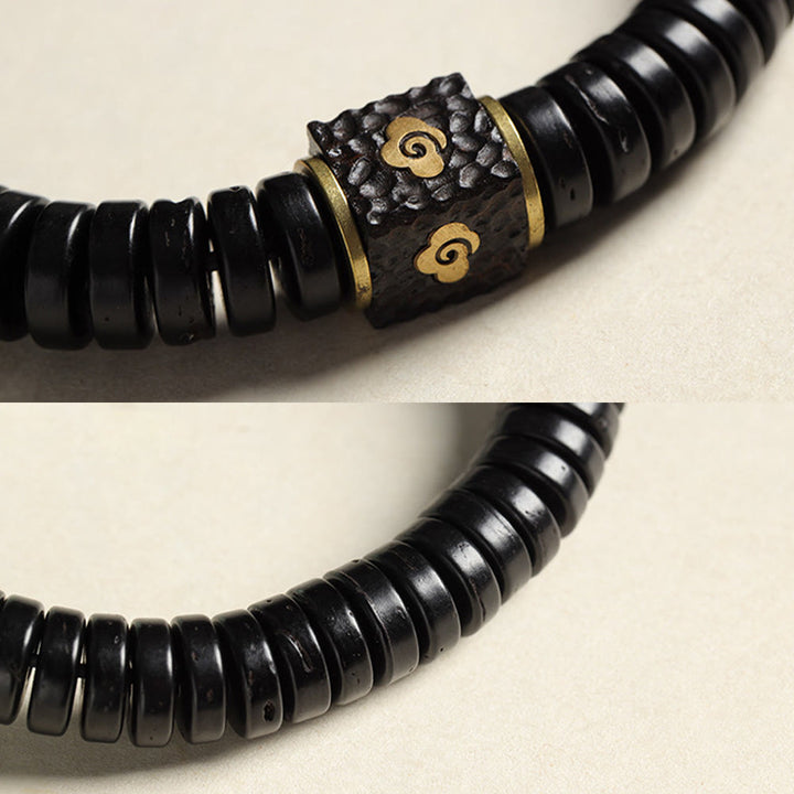 Buddha Stones Tibetan Coconut Shell Auspicious Clouds Positive Bracelet