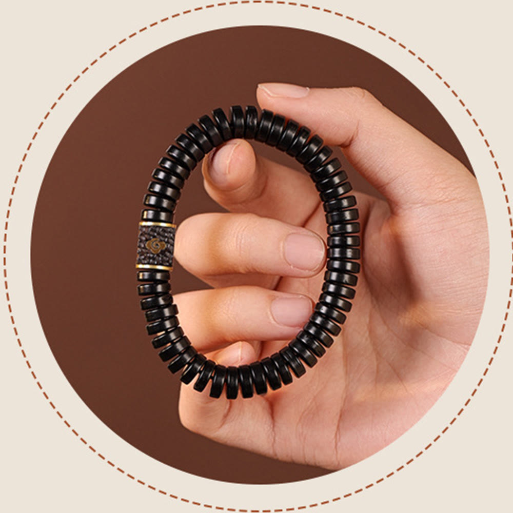 Buddha Stones Tibetan Coconut Shell Auspicious Clouds Positive Bracelet