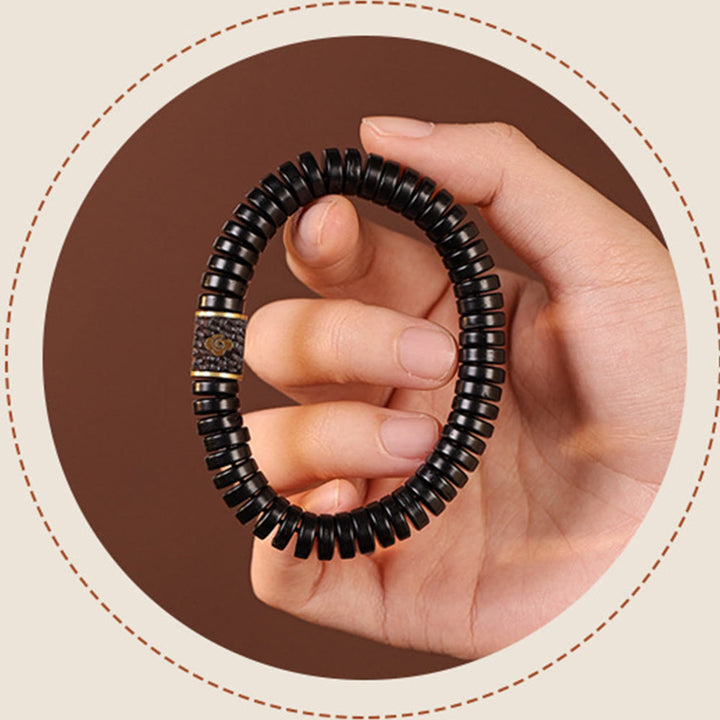Buddha Stones Tibetan Coconut Shell Auspicious Clouds Positive Bracelet