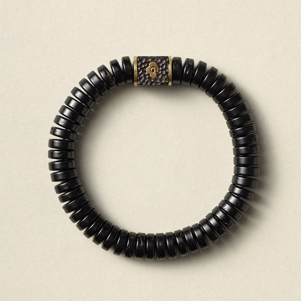 Buddha Stones Tibetan Coconut Shell Auspicious Clouds Positive Bracelet