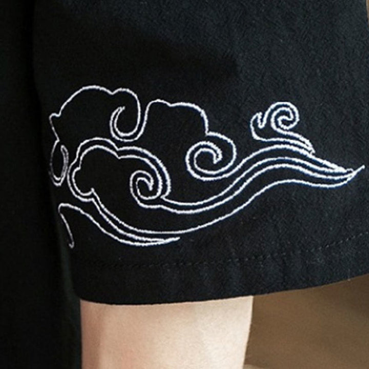 Buddha Stones Embroidery Open Front Jacket Cotton Linen Men's Three Quarter Sleeve Kimono - image 16