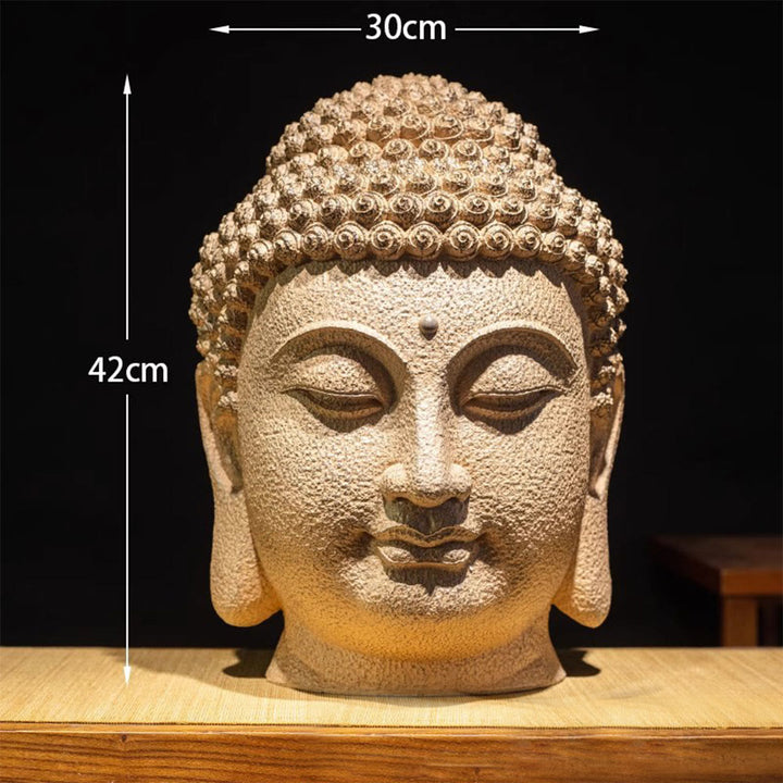 Buddha Stones Closed Eyes Meditating Buddha Head Resin Statue Zen Home Decoration 42*30*30cm - image 4