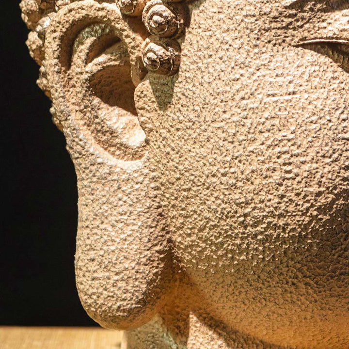Buddha Stones Closed Eyes Meditating Buddha Head Resin Statue Zen Home Decoration 42*30*30cm