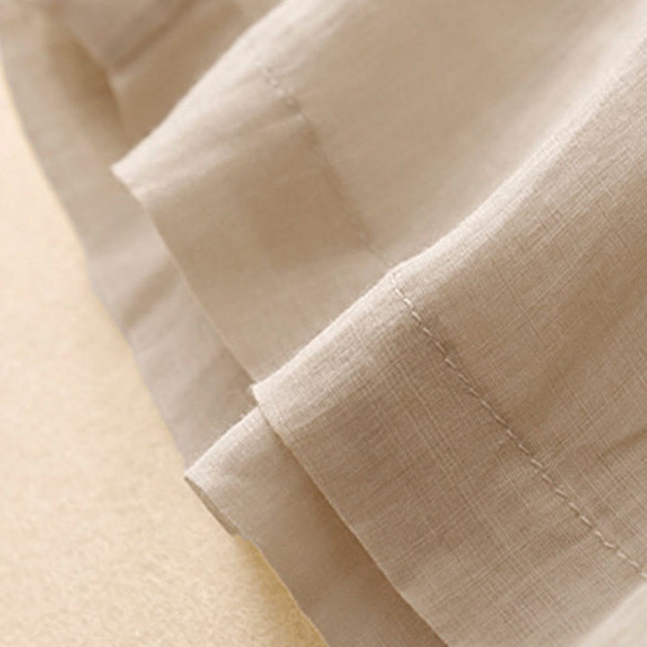 Buddha Stones Geometric Embroidery Elastic Waist Women's Cotton Linen Wide Leg Pants With Pockets