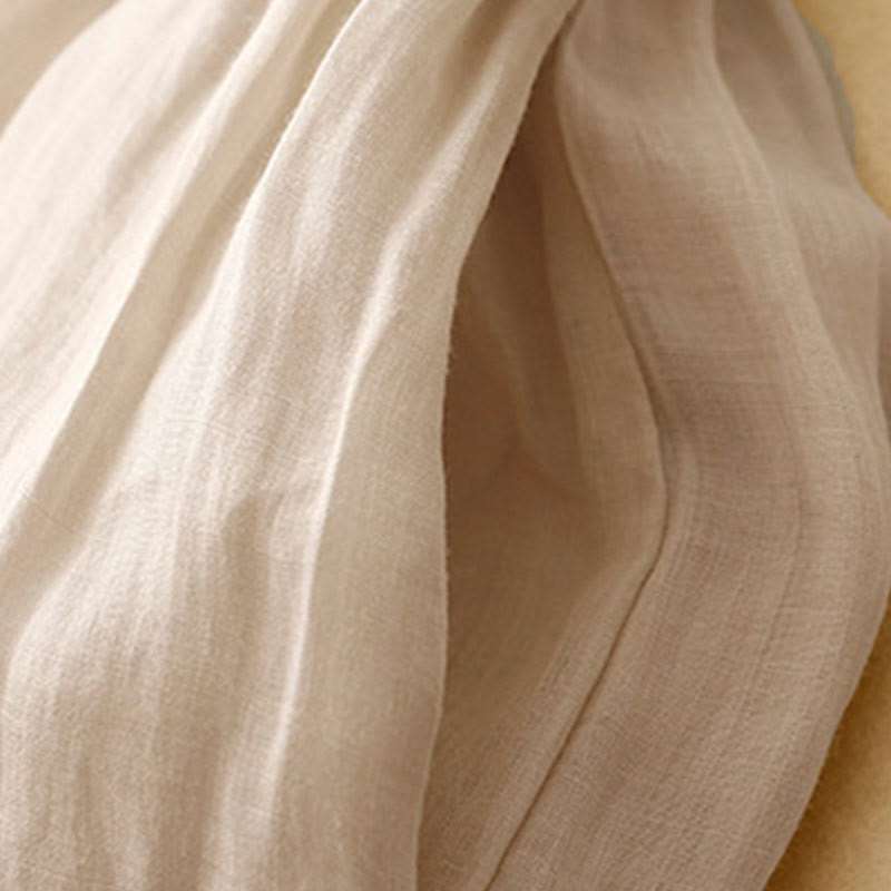 Buddha Stones Geometric Embroidery Elastic Waist Women's Cotton Linen Wide Leg Pants With Pockets - image 14