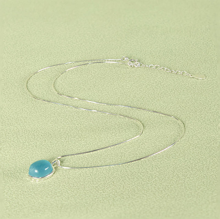 Buddha Stones 925 Sterling Silver Aquamarine Healing Clavicle Chain Necklace Pendant - image 1