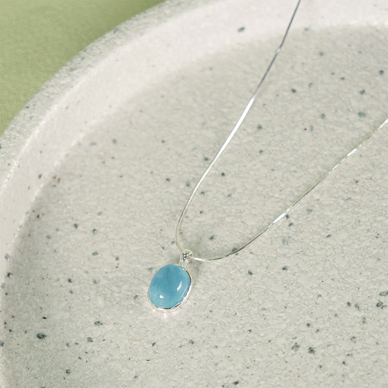 Buddha Stones 925 Sterling Silver Aquamarine Healing Clavicle Chain Necklace Pendant - Silver Aquamarine - image 0