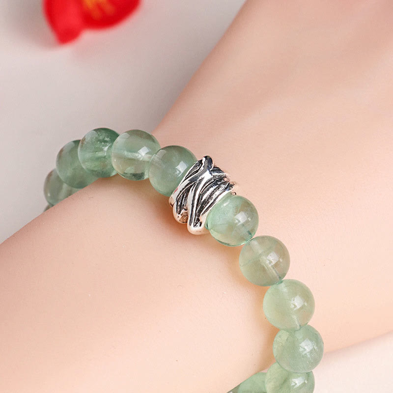 Buddha Stones Green Fluorite Beads Moon Star Peace Bracelet