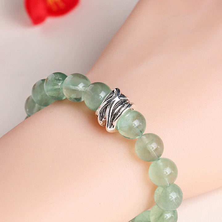 Buddha Stones Green Fluorite Beads Moon Star Peace Bracelet