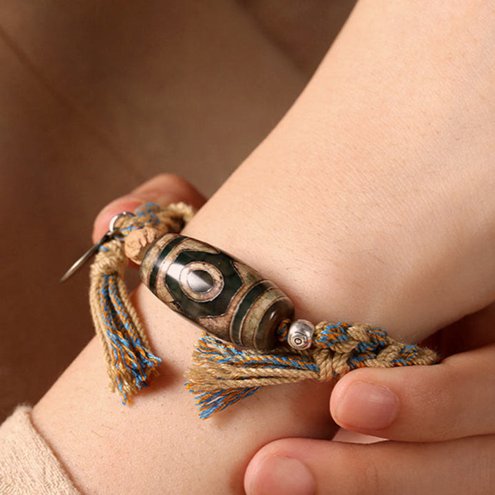 Buddha Stones Tibetan Dzi Bead Wealth  Protection Braided Bracelet
