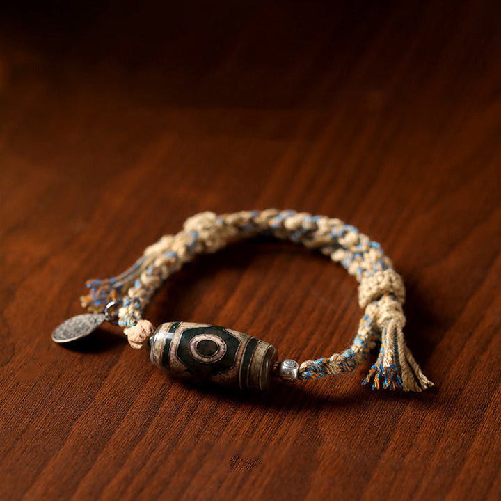 Buddha Stones Tibetan Dzi Bead Wealth  Protection Braided Bracelet