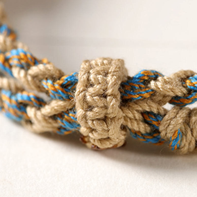 Buddha Stones Tibetan Dzi Bead Wealth  Protection Braided Bracelet