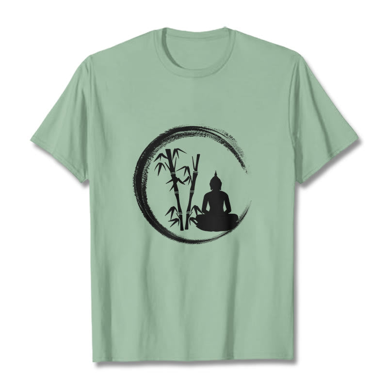 Buddha Stones Zen Buddha Statue Sitting Bamboo Meditation Tee T-shirt - PaleGreen - 2XL - image 15