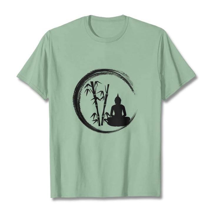 Buddha Stones Zen Buddha Statue Sitting Bamboo Meditation Tee T-shirt - PaleGreen - 2XL - image 15