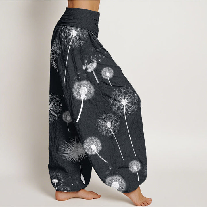 Buddha Stones Casual Dandelion Pattern Women's Elastic Waist Harem Pants - image 3