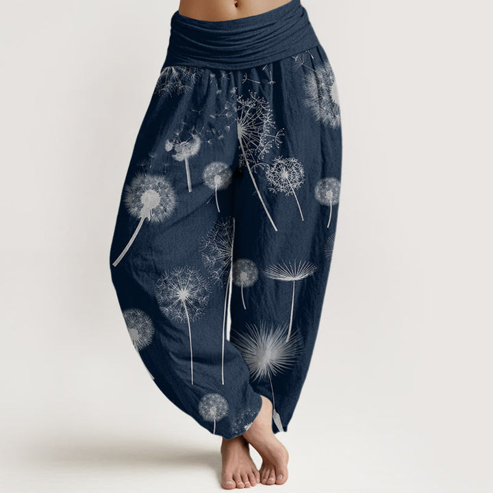 Buddha Stones Cotton Casual Dandelion Pattern Women's Elastic Waist Harem Pants - MidnightBlue - US22，UK/AU26，EU54 (6XL) - image 4