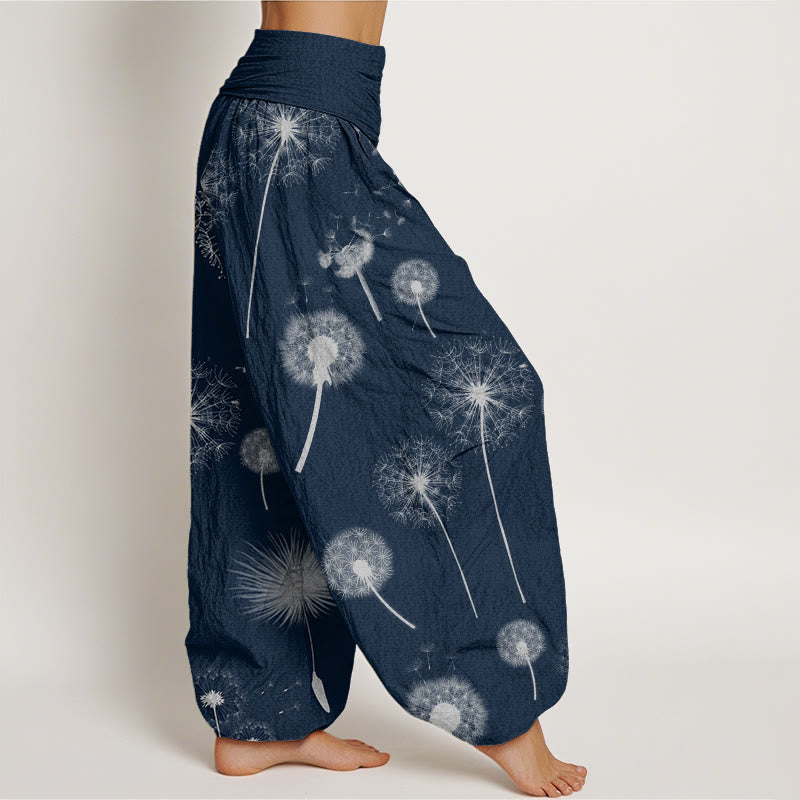 Buddha Stones Cotton Casual Dandelion Pattern Women's Elastic Waist Harem Pants - image 6