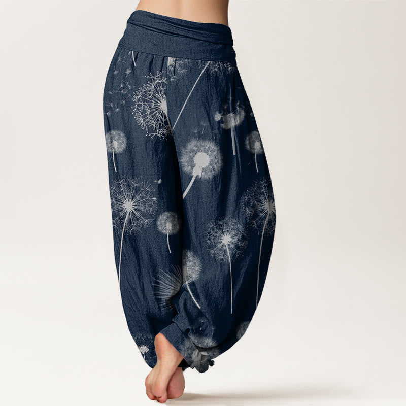 Buddha Stones Cotton Casual Dandelion Pattern Women's Elastic Waist Harem Pants - image 5
