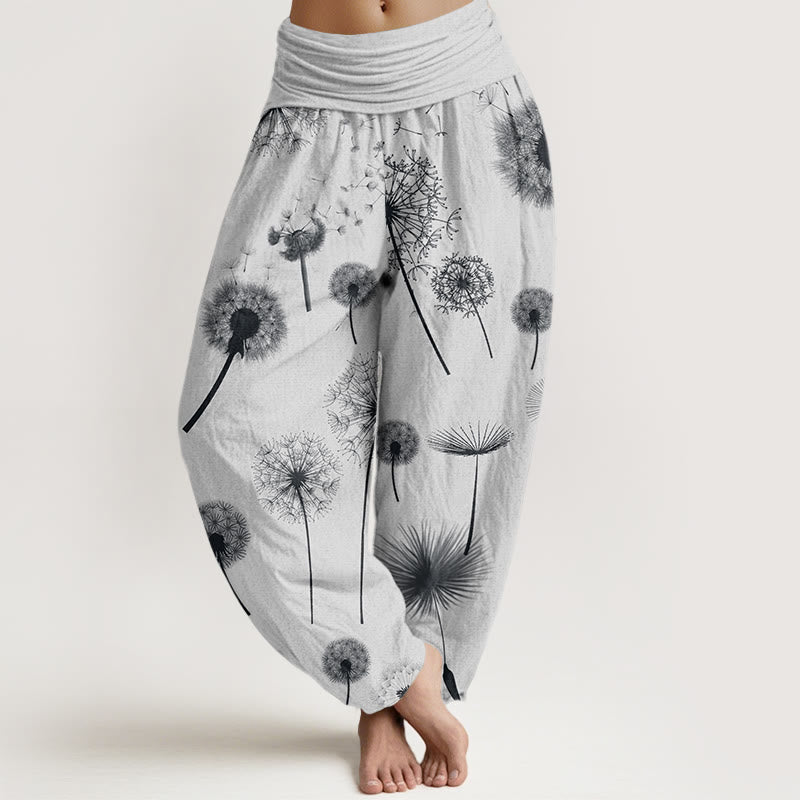 Buddha Stones Cotton Casual Dandelion Pattern Women's Elastic Waist Harem Pants - WhiteSmoke - US22，UK/AU26，EU54 (6XL) - image 7
