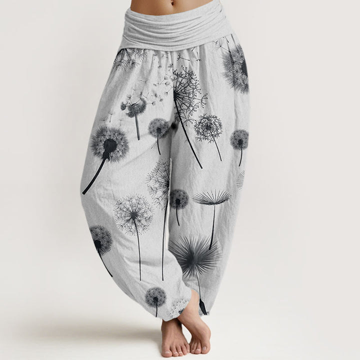 Buddha Stones Cotton Casual Dandelion Pattern Women's Elastic Waist Harem Pants - WhiteSmoke - US22，UK/AU26，EU54 (6XL) - image 7