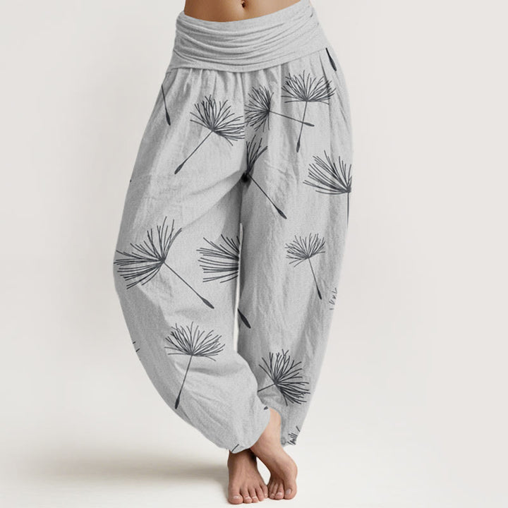 Buddha Stones Casual Cdrifting Dandelion Seed Pattern Women's Elastic Waist Harem Pants - Gainsboro - US22，UK/AU26，EU54 (6XL) - image 5
