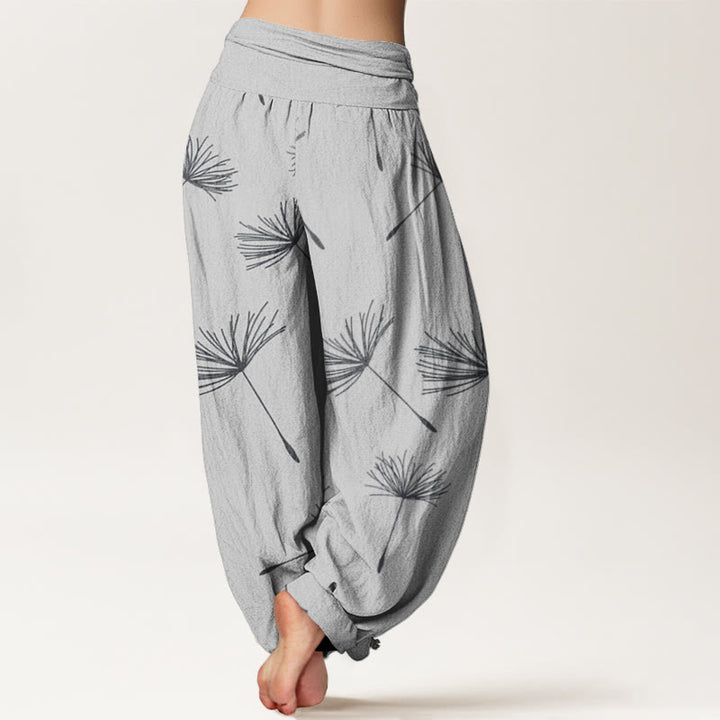 Buddha Stones Casual Cdrifting Dandelion Seed Pattern Women's Elastic Waist Harem Pants - image 6