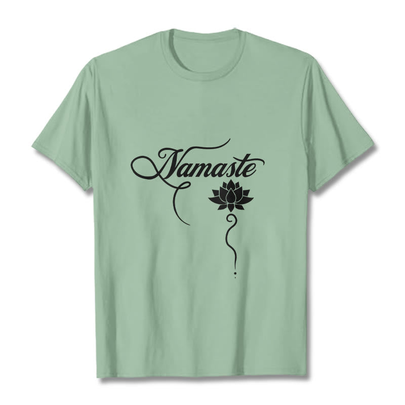 Buddha Stones HELLO Hindi Lotus Tee T-shirt - PaleGreen - 2XL - image 15